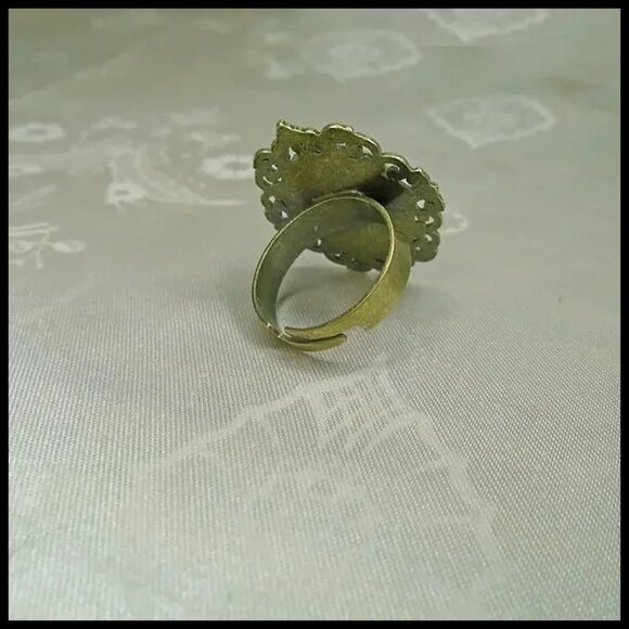 Statement Ring with Dried Pressed Flowers is One of a Kind Cottagecore - Picture 8 of 11